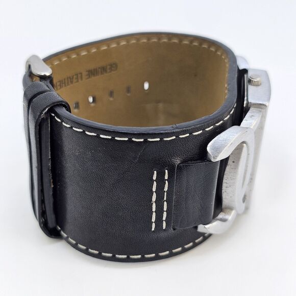 Nemesis Watch Mens 36MM Black Dial Black 40MM Wide Leather Band New Battery - Picture 8 of 13